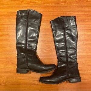 Vince Camuto Black Leather Knee-High Riding Boots